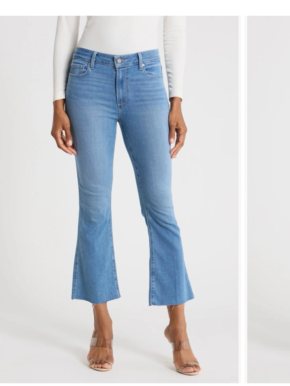 Paige Rory Raw Hem Crop Flare Jeans